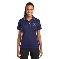 Ladies Dri-Mesh Polo with Tipped Collar and Piping - Navy/White